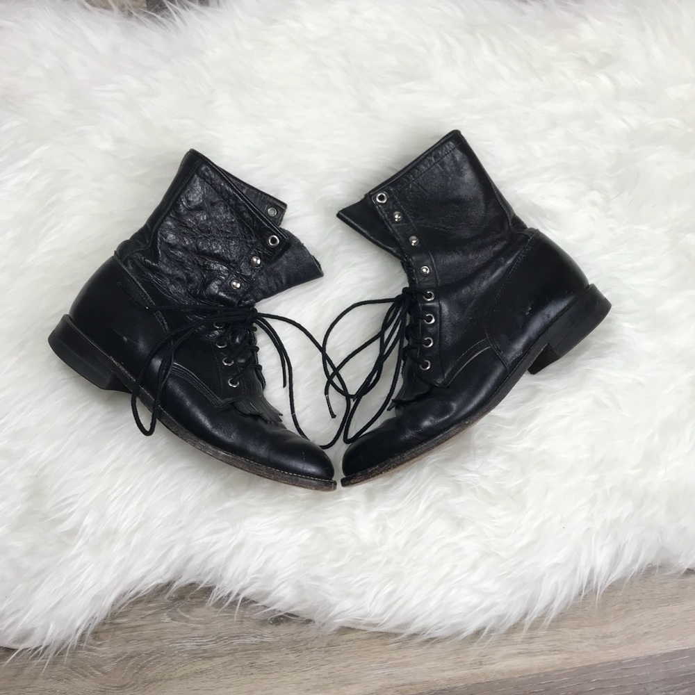 Justin black front lace boots size 7.5